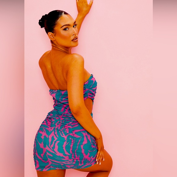 PrettyLittleThing | NWT Rare Multi-Zebra Print Cut Out Mini Dress Size 0 💕! - Picture 5 of 9